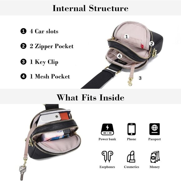 RFID Blocking Small Sling Bag - Elegant Leather Crossbody Travel Purse for Women - Picture 5 of 6